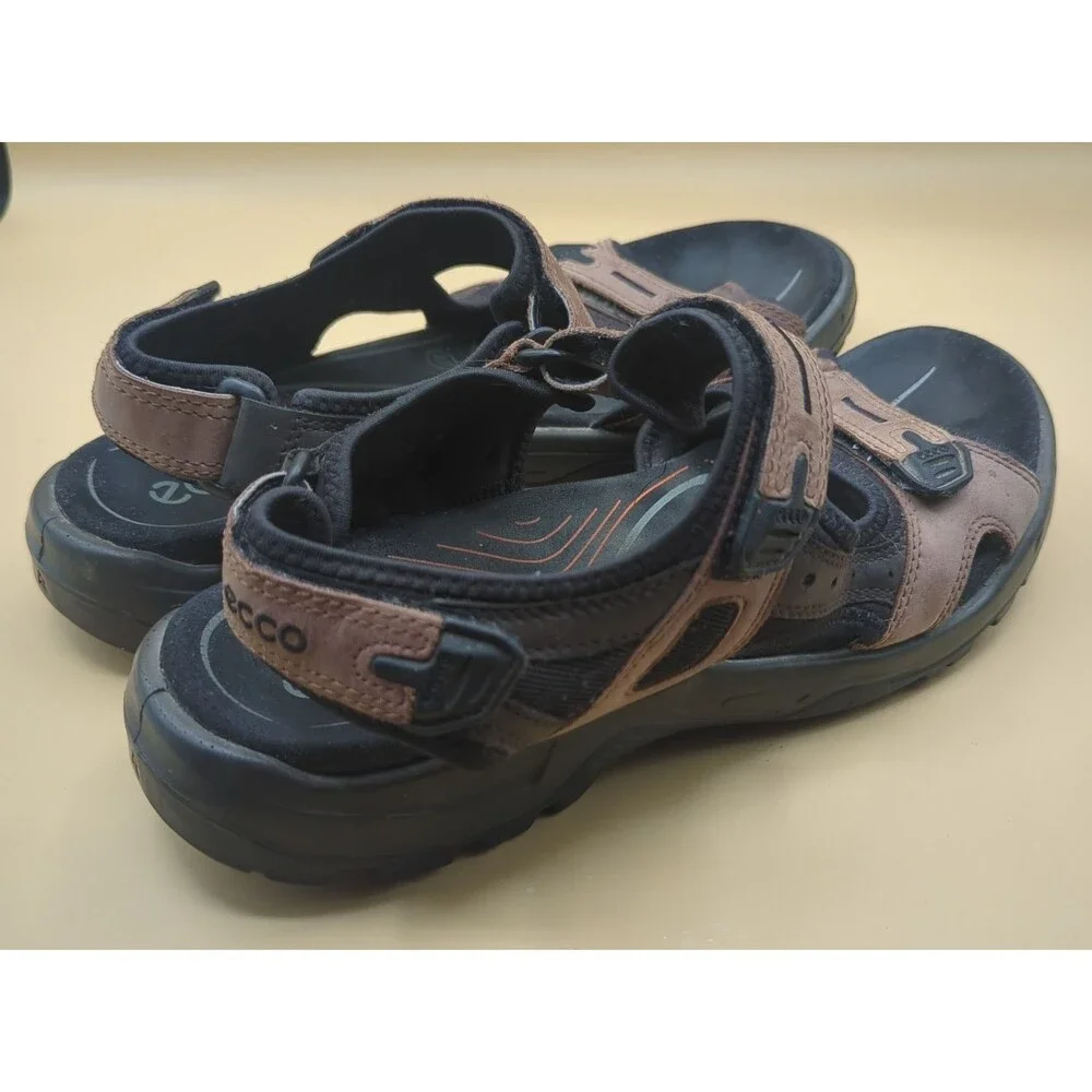 Ecco Yucatan Receptor Technology Hiking Espresso Leather Sandal Men Sz 47- 13 US